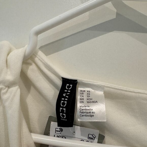 H&M Divided One-Shoulder Draped Top – White / XS - Picture 2 of 3